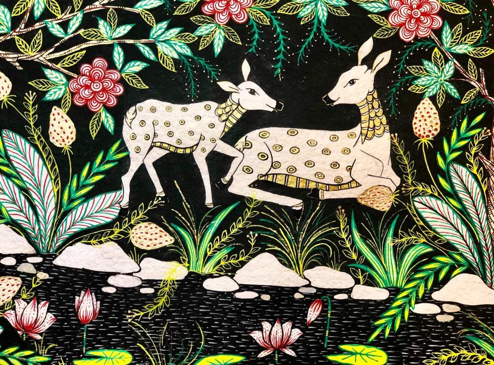 Buy Deer Print – Indian Folk Art by Rinal Parikh | $120